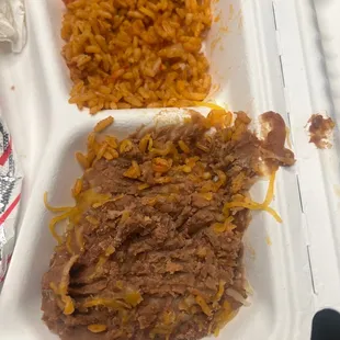 Dried up beans and rice.