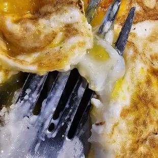 Raw eggs on the inside