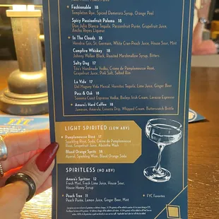 Cocktail menu.