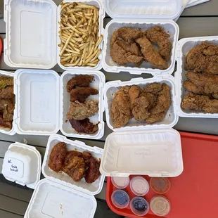 chicken wings and fried chicken