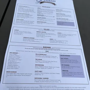 a menu on a table