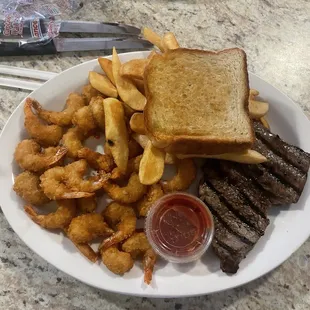 Sirloin and shrimp