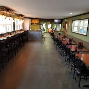 a restaurant with tables and chairs