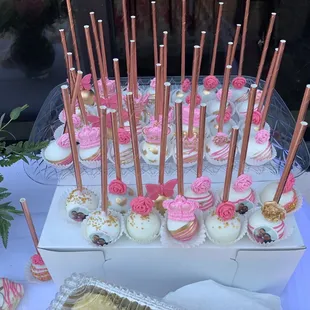 a display of desserts