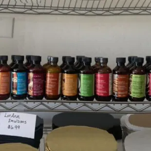 Different flavor emulsions that we carry for pastries.