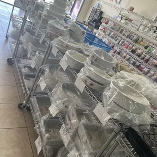 Different sized pans we carry. We also have sphere, heart, and other character pans.