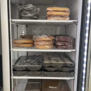 Our frozen cakes: vanilla, chocolate, &amp; red velvet. 8" and 10" rounds, 24 cupcakes, 1/4 sheets, and 1/2 sheets.