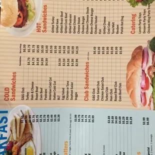 a menu for a restaurant