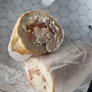 a sandwich cut in half