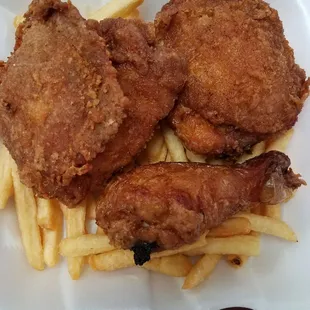 2 thigh + 1 leg box with fries.