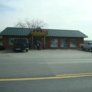 the entrance to a restaurant