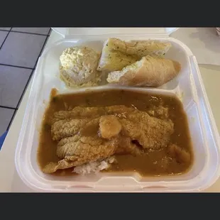 Fried shrimp &amp; catfish Etouffee.... Can&apos;t go wrong with this one !