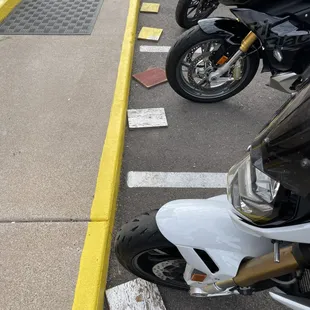 Motorcycle parking right out front.