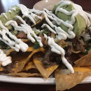 Fat nachos! They're good! They have two salsas too!