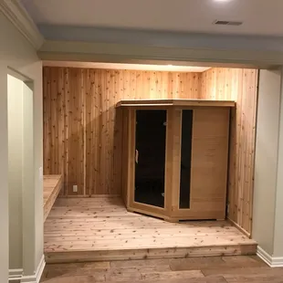 Basement renovation- installed sauna