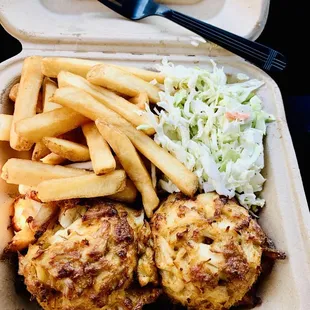 a meal in a styrofoam container