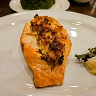 Crab stuffed salmon