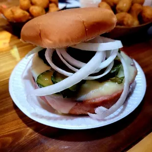 Fried bologna sandwich