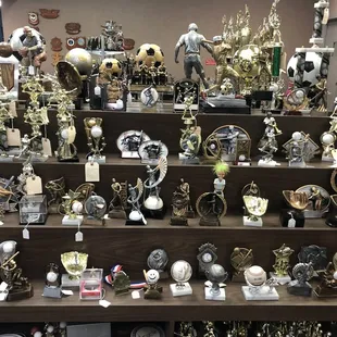 Sports trophies.