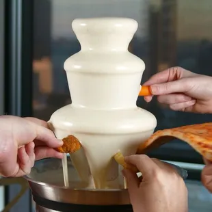 I would prefer a ranch dressing waterfall but a fountain is pretty good too