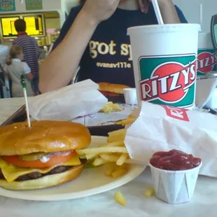 #1: cheeseburger, fries, rootbeer