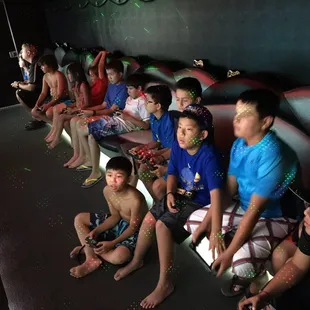 Kids having an awesome time in the game truck!