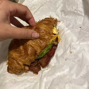 A1 Breakfast Sandwich with Ham, Bacon, and Avocado