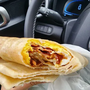 Breakfast wrap - thick layers of tortilla