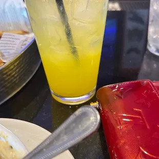 a plate of food and a drink