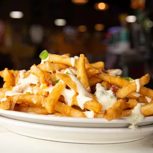 a plate of french fries