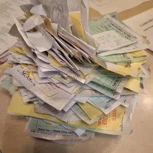 A week of checks showing a lot of great meals served and how fortunate we are to have great customers!