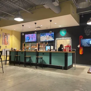 a view of the inside of a restaurant