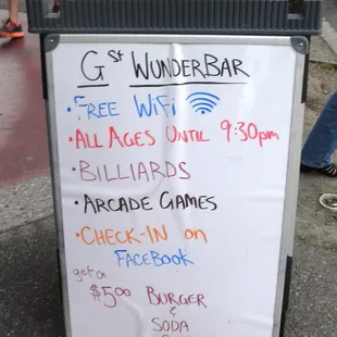 sign out front