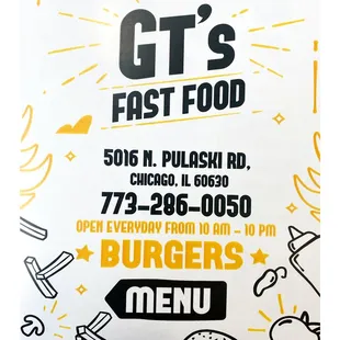 GT&apos;s Fast Food!(Pulaski Rd/Foster Ave)Gyros Burgers HotDogs Italian Beef Chicken Taco Burrito Pie.ChicagoFastFood! Pickup Delivery Parking.