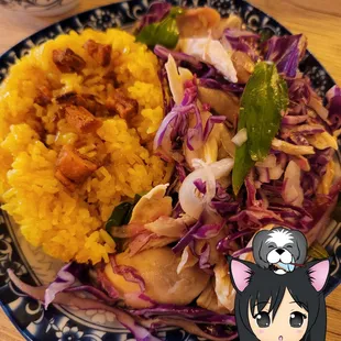 Chicken salad with turmeric rice. Love, @eatoutthao