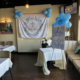 Decorations for our Son's Baptism reception.