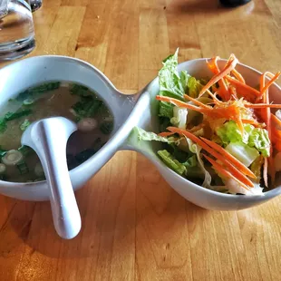 miso soup and salad, served with lunch special.