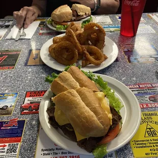 Poor Boy, onion rings and Hot Italian