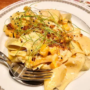 Brown Butter Alfredo -- pappardelle, squash, hazelnuts.