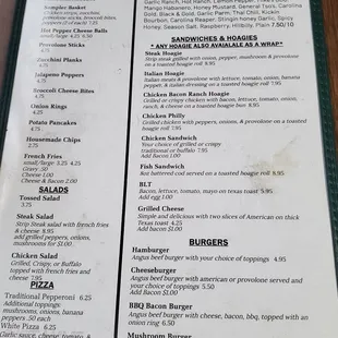 the menu of the restaurant