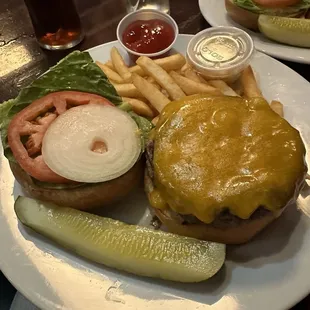 The Classic Burger with fries
