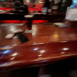a blurry view of a bar
