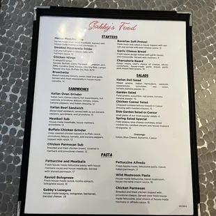 menu