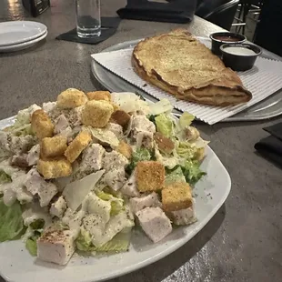 Chicken Cesar Salad and Stromboli
