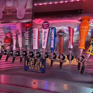 Alot of beer taps