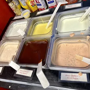 a variety of sauces