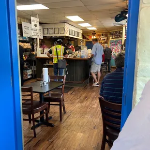 a view of the inside of a restaurant