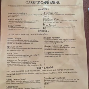 Lunch menu
