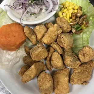Ceviche with fish chicharron