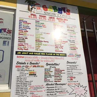 An updated menu